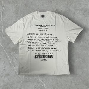 Vintage-Styled Nirvana Graphic Tee - Kurt Cobain Lyrics, Faded White